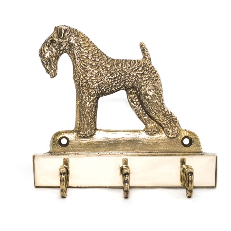 foto del prodotto kerry blue terrier, irish blue terrier portachiavi con un cane, supporto in ottone per accessori per cani, elegante decorazione per corridoio di