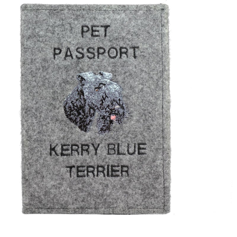 foto del prodotto kerry blue terrier, irish blue terrier portapassaporto per cani, portadocumenti, regalo per viaggiatori di art dog