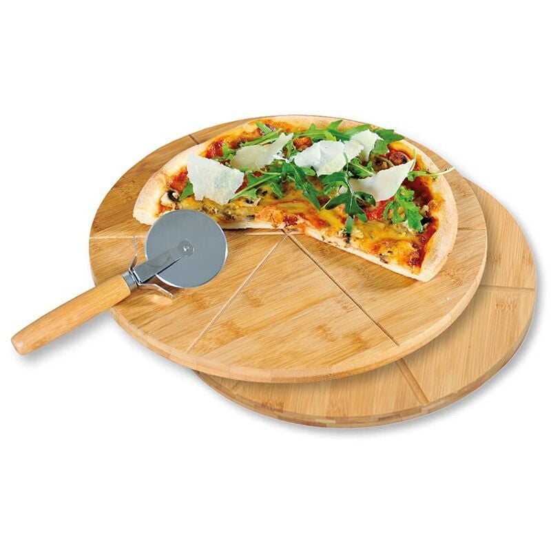 foto del prodotto kesper piatto per pizza con tagliapizza in bamb , dimensioni 32 cm, spessore 1 cm, 58465