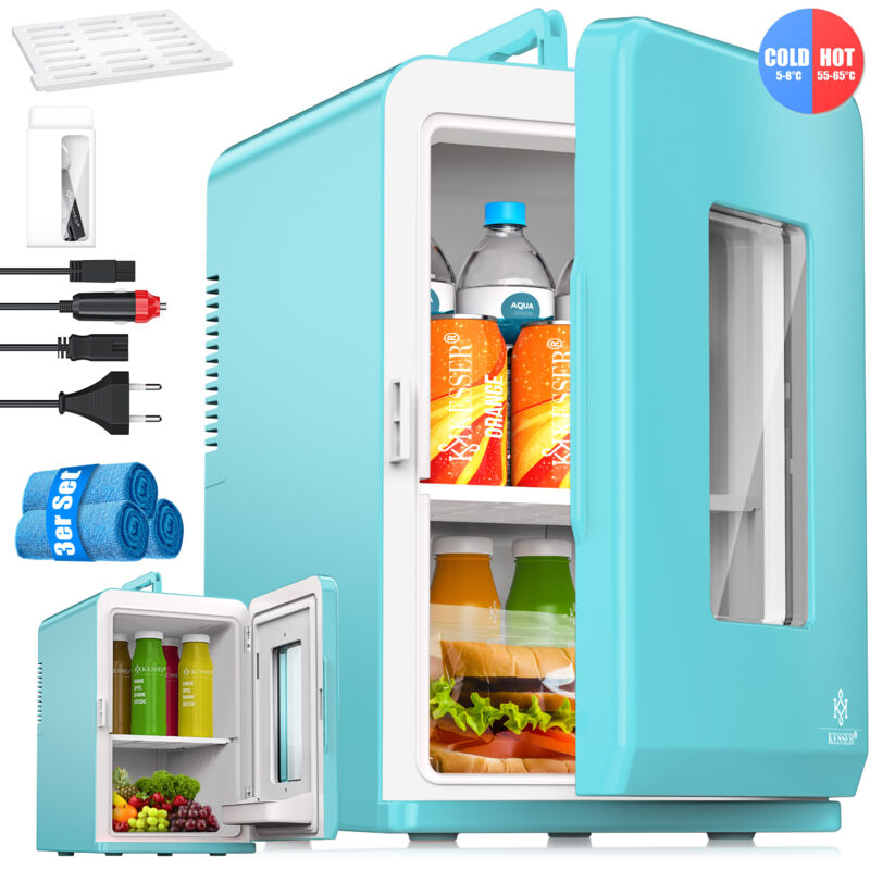 foto del prodotto kesser 2in1 mini frigorifero 15 litri funzione di raffreddamento e riscaldamento presa portatile ac 220 240v 12v e accendisigari box di
