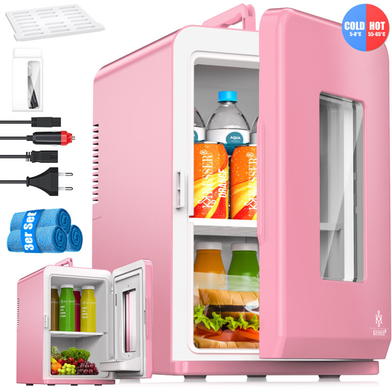 foto del prodotto kesser 2in1 mini frigorifero 15 litri funzione di raffreddamento e riscaldamento presa portatile ac 220 240v 12v e accendisigari cassetta di