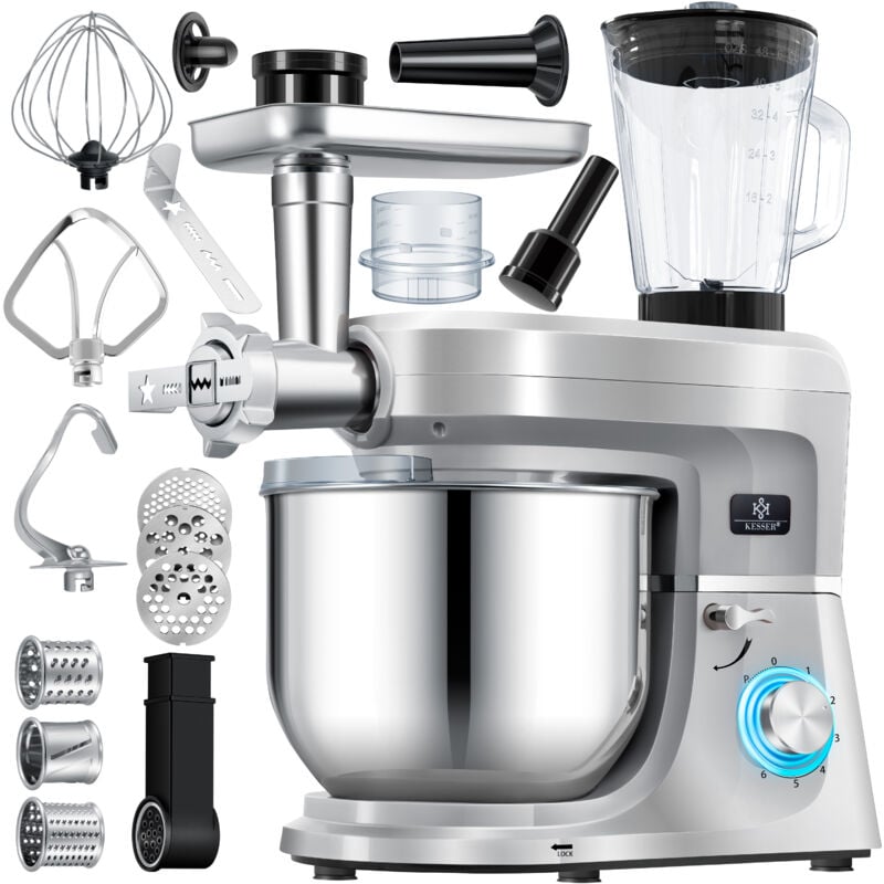 foto del prodotto kesser 3 in 1 robot da cucina universale k km 3000 con tritatutto miscelatore multifunzionale ciotola da 5,5 l con 3 strumenti di miscelazione