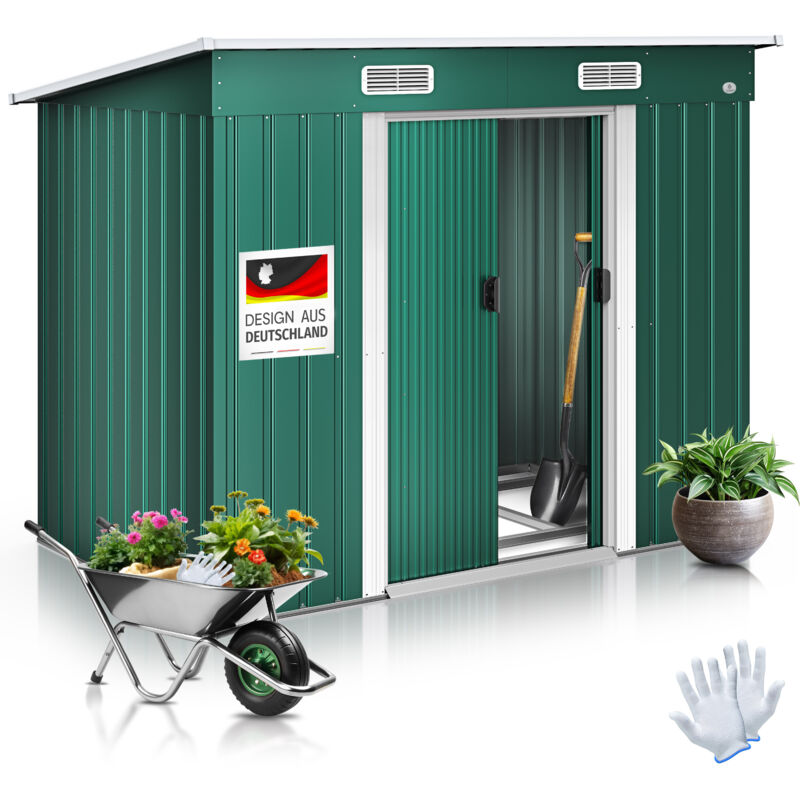foto del prodotto kesser capanno per attrezzi l in metallo 3,4 m con fondamenta 195x118x182 cm 2x porta scorrevole fondamenta capanno per attrezzi armadio per