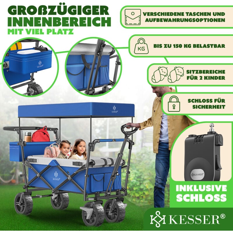 immagine 0 del prodotto kesser carrello manuale pieghevole gt9000 carrello a mano con tetto carrello di trasporto incl. 2x sistema di cinghie a 3 punti pieghevole fino a 80