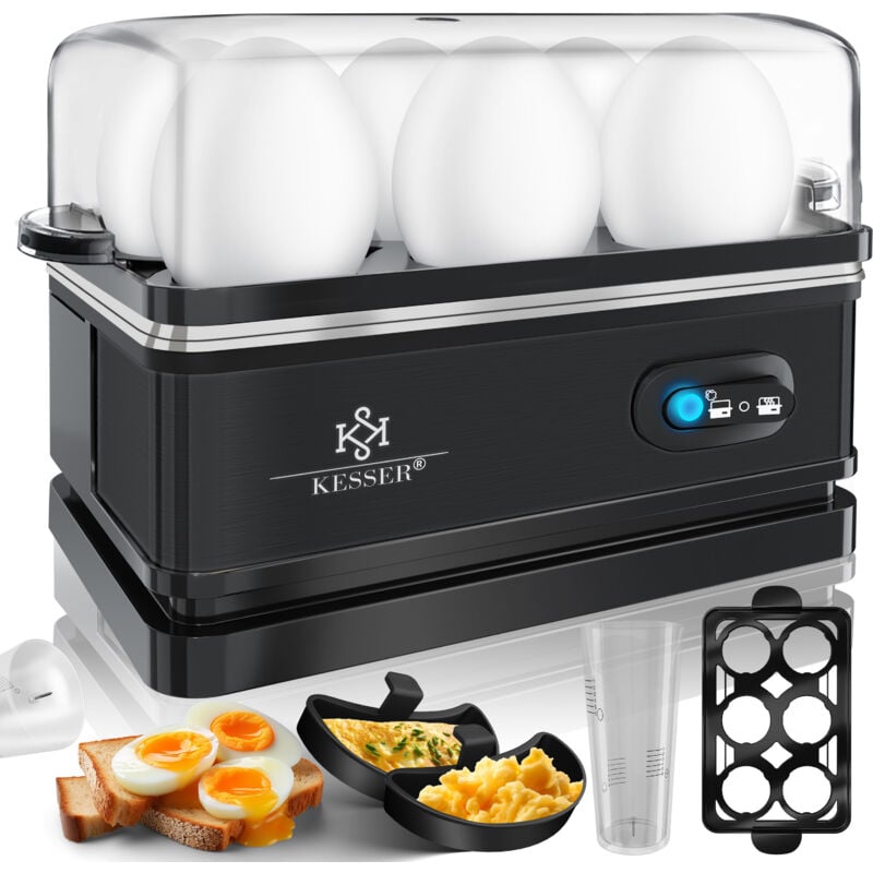 foto del prodotto kesser egg boiler per 1 6 uova elettrico in acciaio inox 400w e funzione keep warm interruttore di funzione lavabile in lavastoviglie nero