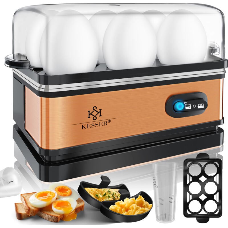 foto del prodotto kesser egg boiler per 1 6 uova elettrico in acciaio inox 400w e funzione keep warm interruttore di funzione lavabile in lavastoviglie rame
