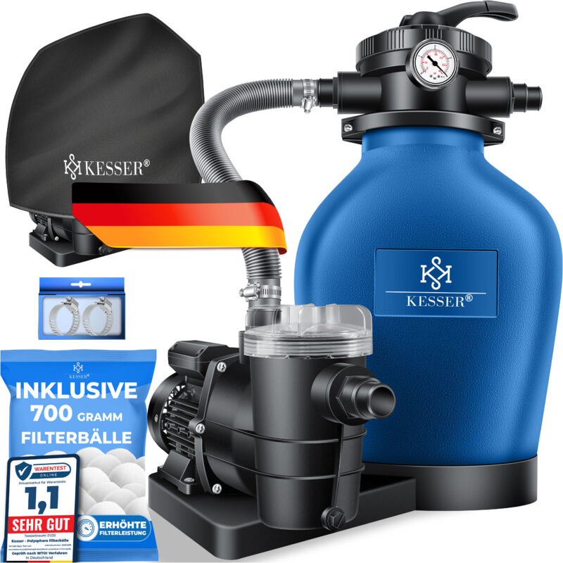 foto del prodotto kesser - filtro a sabbia sistema di filtraggio a sabbia 700g sfere filtranti sostituiscono 25kg filtro a sabbia valvola a 7 vie con indicatore di