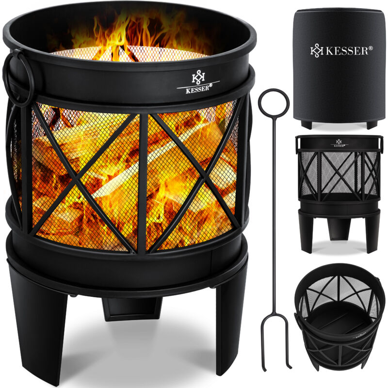 foto del prodotto kesser fire bowl incl. coperchio cesto per il fuoco con parascintille e manici attizzatoio pozzetto per il fuoco 58 x 45 cm per giardino e