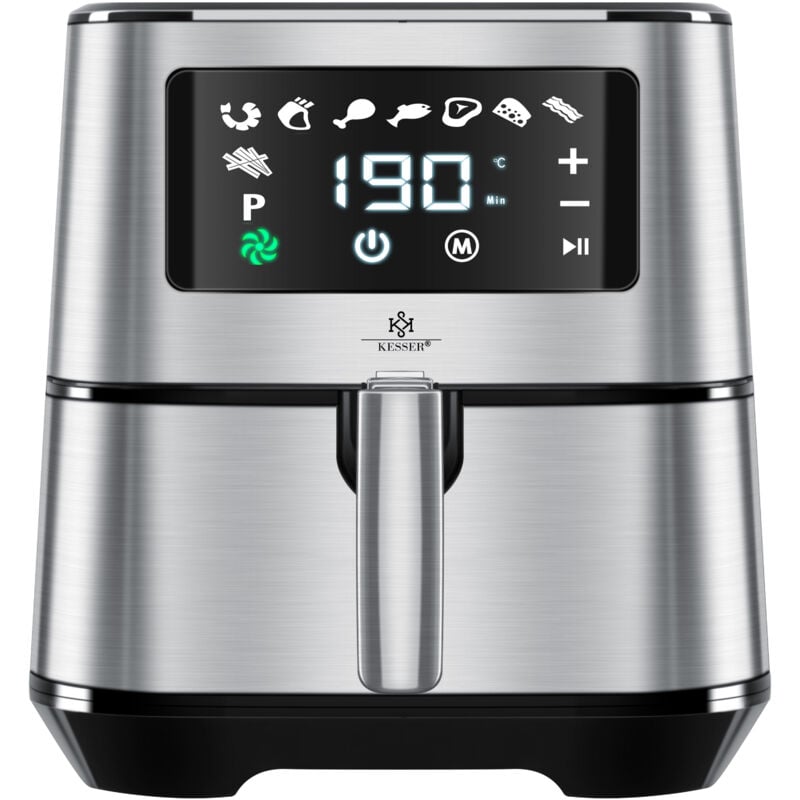 foto del prodotto kesser friggitrice ad aria calda xxl da 5,5 litri in acciaio inox incl. cestino per il pane friggitrice 1700w airfryer display touch 8 programmi