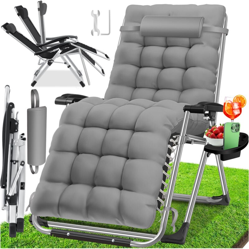 foto del prodotto kesser lettino prendisole pieghevole con portabicchieri sedia da giardino con cuscino sdraio lettino da giardino extra large schienale regolabile