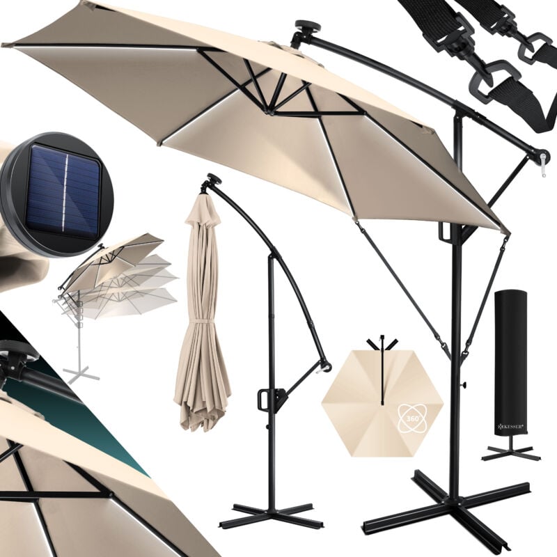 immagine 0 del prodotto kesser ombrellone a semaforo in alluminio led solar copertura con manovella protezione uv alluminio con interruttore on off idrorepellente