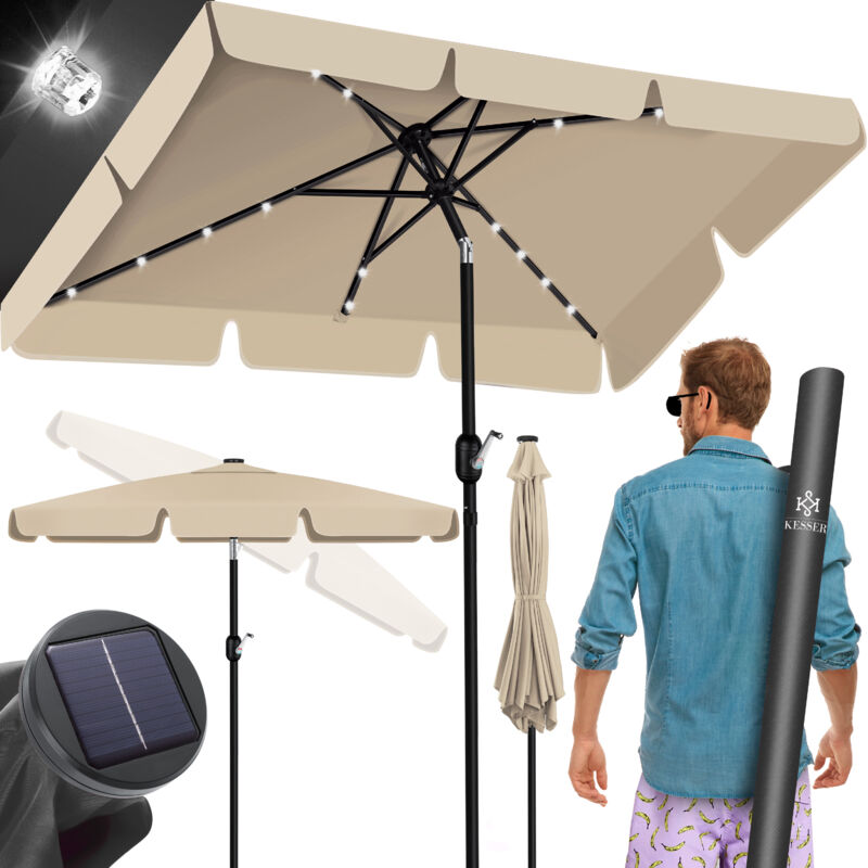 foto del prodotto kesser ombrellone da balcone led solare con manovella incl. 2in1 borsa protettiva per il trasporto ombrellone da giardino ombrellone per balconi e