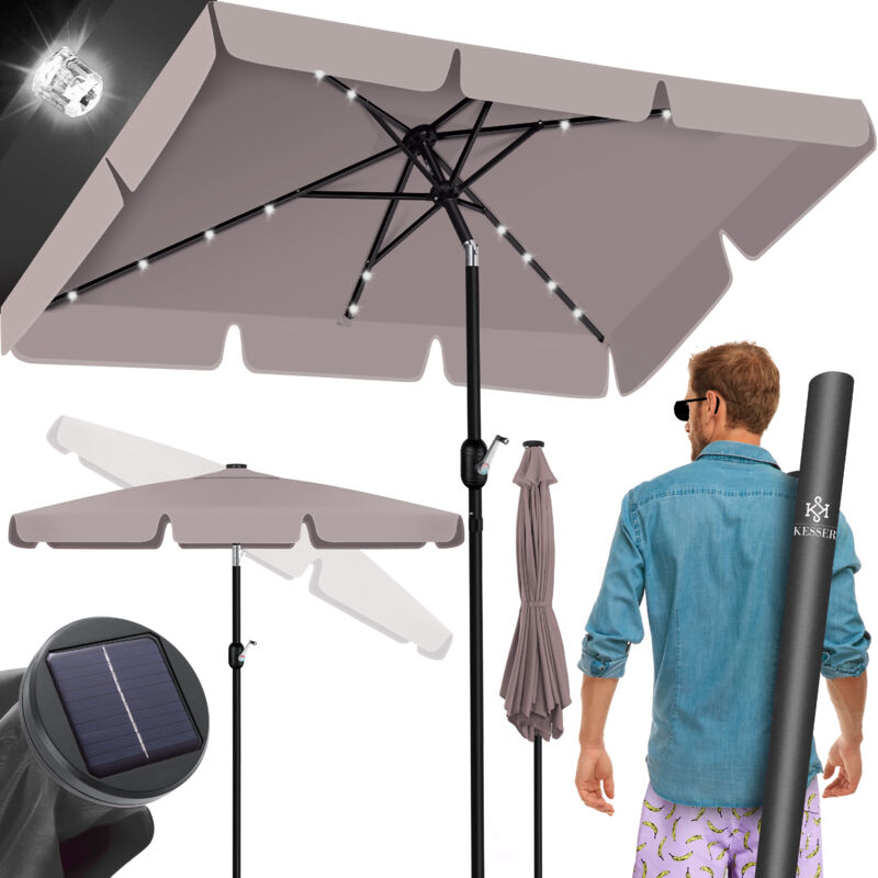 foto del prodotto kesser ombrellone da balcone led solare con manovella incl. 2in1 coperta protettiva borsa di trasporto ombrellone da giardino ombrellone per
