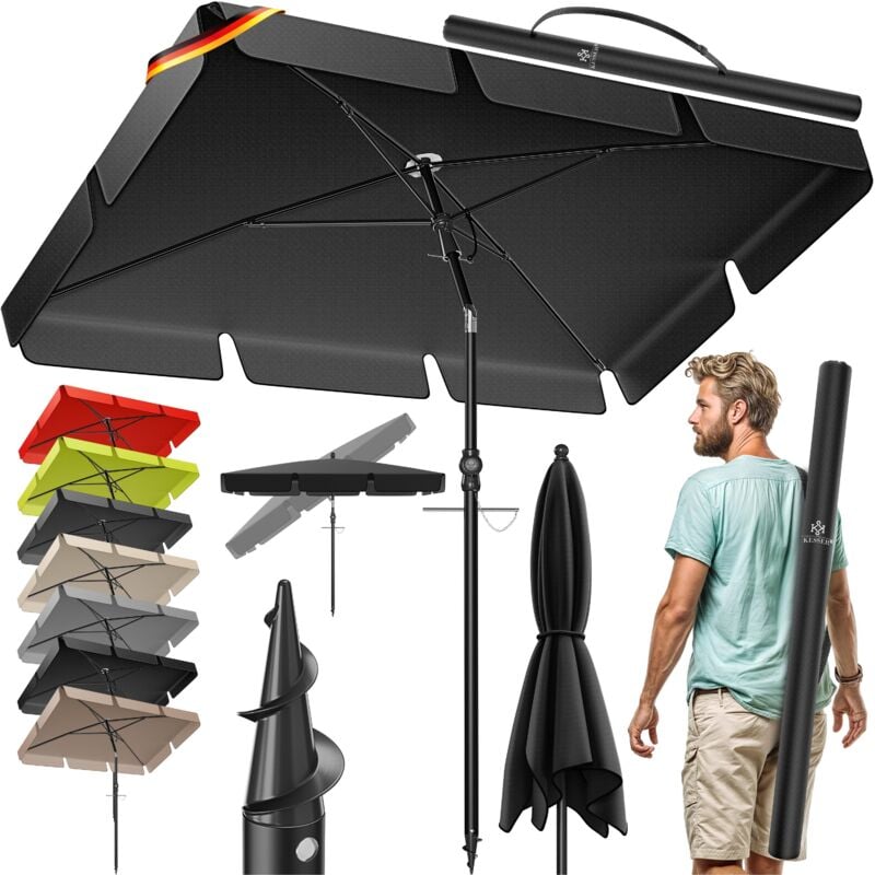 foto del prodotto kesser ombrellone rettangolare con copertura 2in1 e borsa per il trasporto ombrellone da giardino ombrellone da patio ombrellone 200 125 cm per
