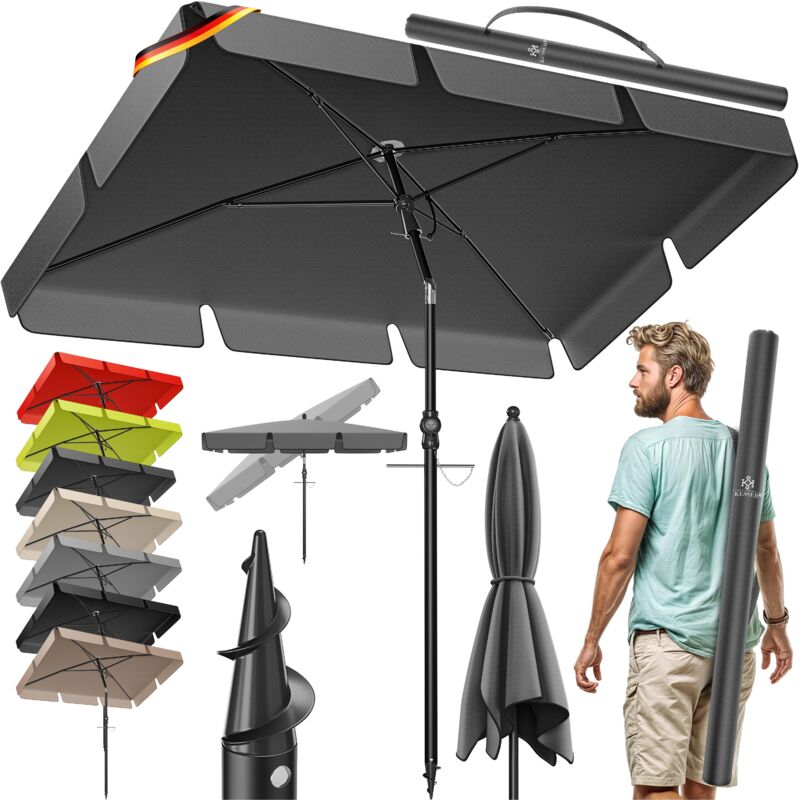 foto del prodotto kesser ombrellone rettangolare con copertura 2in1 e borsa per il trasporto ombrellone da giardino ombrellone da terrazzo 200 125 cm per balconi,