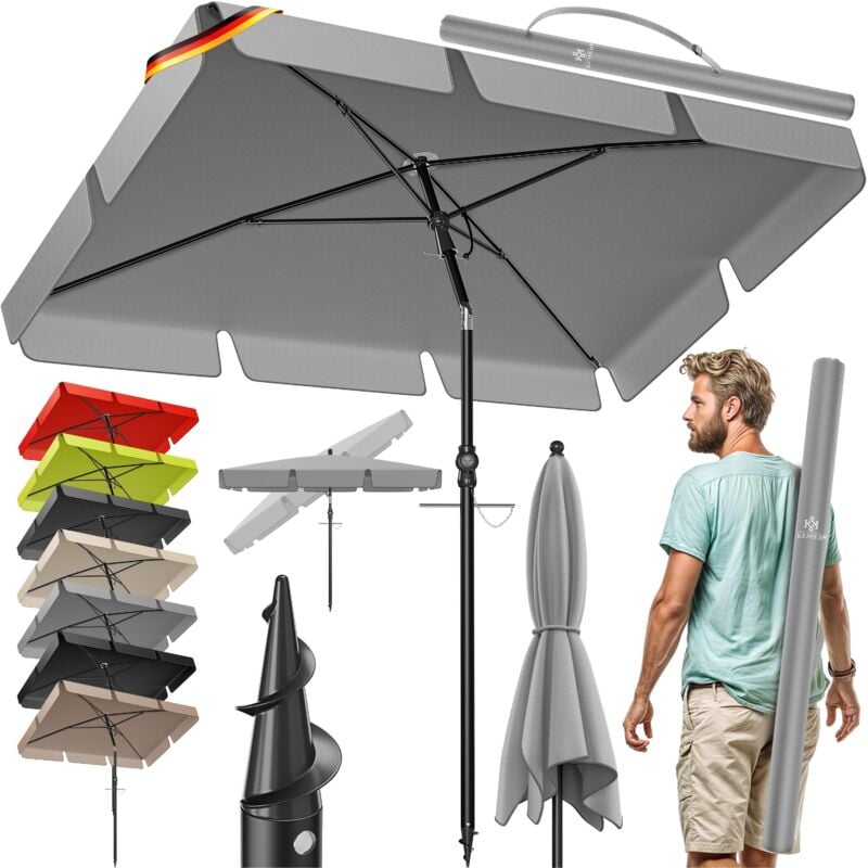 foto del prodotto kesser - ombrellone rettangolare con copertura 2in1 e borsa per il trasporto ombrellone da giardino ombrellone da terrazzo 200 × 125 cm per balconi, giardini e terrazze grigio chiaro