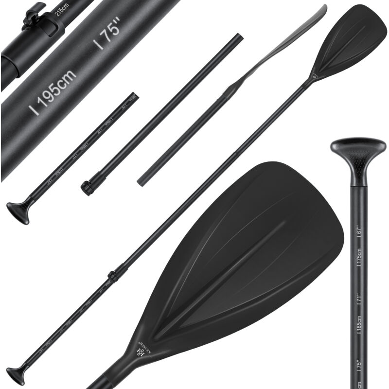 foto del prodotto kesser pagaia 3 pezzi per tavola da kayak sup stand up paddling paddle telescopico regolabile 165cm 215cm alluminio per stand up paddle kayak nero