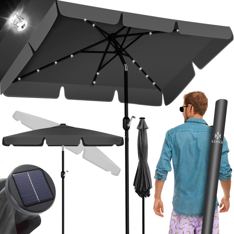 foto del prodotto kesser parasol parasole da balcone led solare con manovella incl. 2in1 borsa protettiva per il trasporto parasole da giardino parasole per balconi