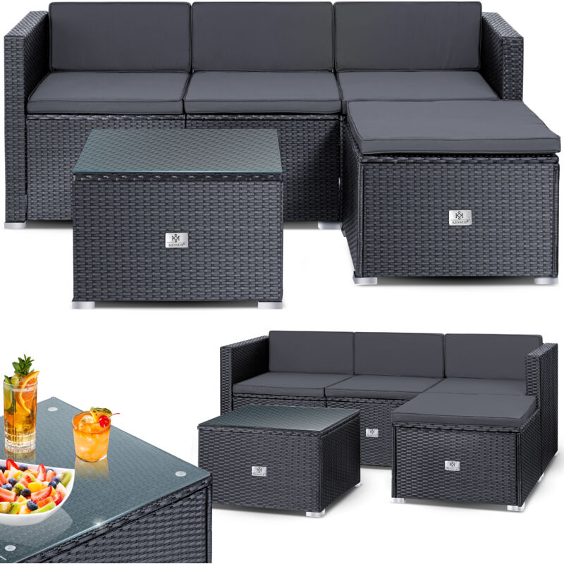 foto del prodotto kesser polyrattan lounge aruba salotto da giardino per 3 4 persone set di mobili da giardino gruppo di sedute composto da divano da giardino a 3