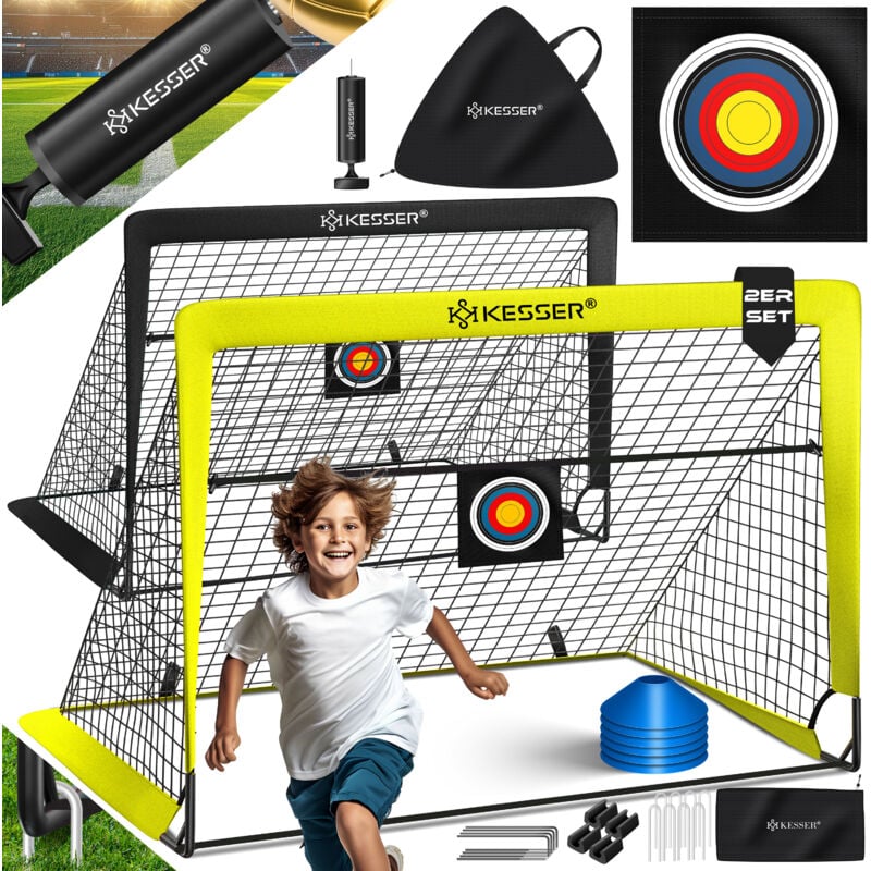 foto del prodotto kesser porta da calcio per bambini pop up set di 2 porte da calcio pieghevoli con pali in fibra di vetro e reti di alta qualit per interni,