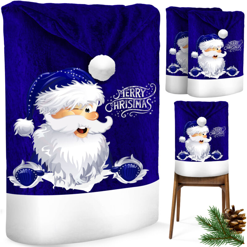 foto del prodotto kesser premium set coprisedia natalizio coprisedia cappello di babbo natale decorazione natalizia per sedie coprisedia blu bianco 2 pezzi