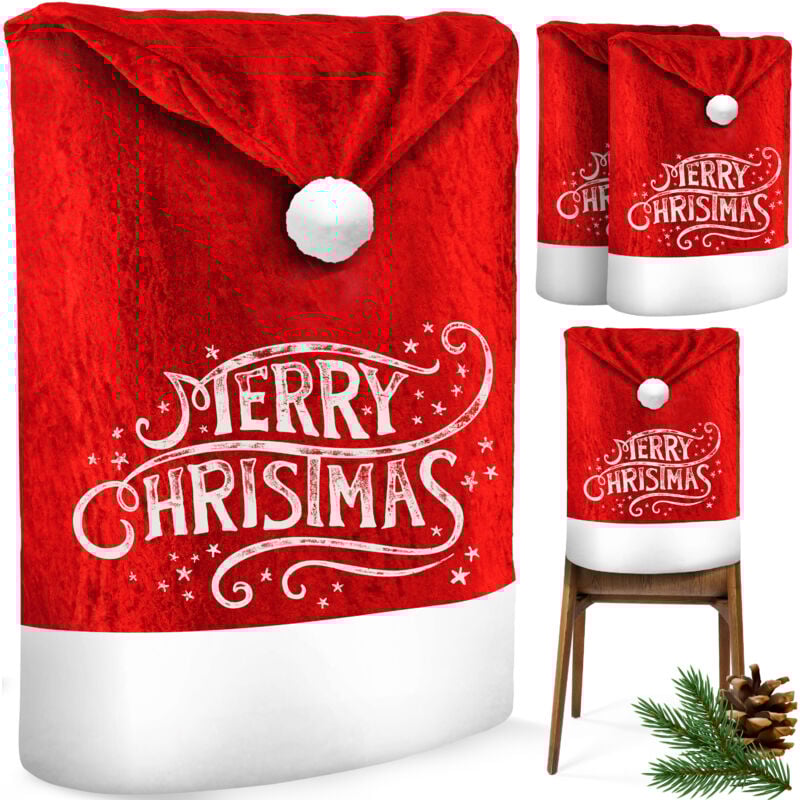 foto del prodotto kesser - premium set coprisedia natalizio coprisedia cappello di babbo natale decorazione natalizia per sedie coprisedia rosso / bianco / 2 pezzi - buon natale