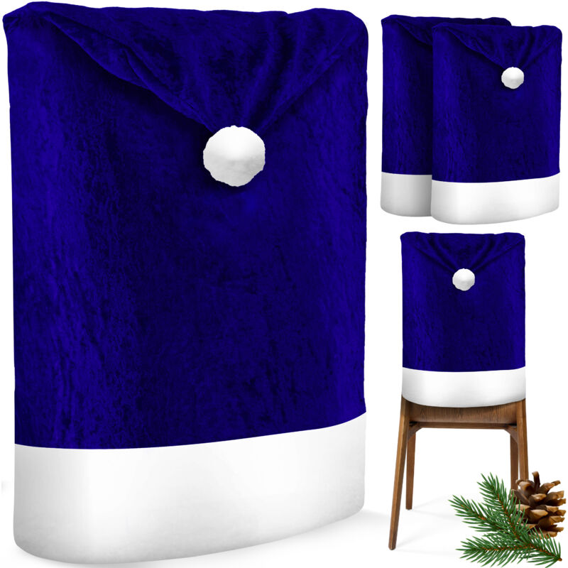 foto del prodotto kesser premium set coprisedia natalizio coprisedia cappello di babbo natale decorazione natalizia per sedie slipcovers blu bianco 2 pezzi