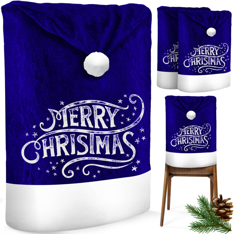 foto del prodotto kesser premium set coprisedia natalizio coprisedia cappello di babbo natale decorazione natalizia per sedie slipcovers blu bianco 2 pezzi
