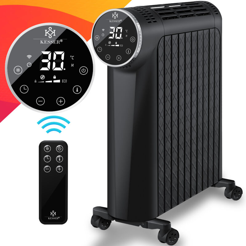 foto del prodotto kesser radiatore a olio 2500w riscaldatore elettrico radiatore elettrico a risparmio energetico con display app wifi e telecomando touchscreen