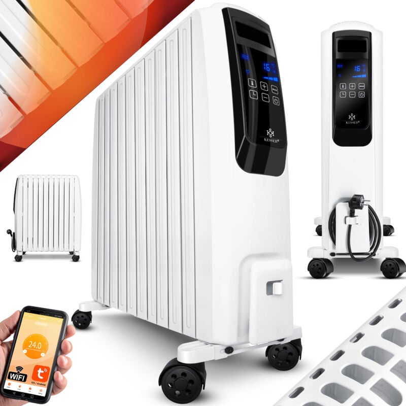 foto del prodotto kesser radiatore a olio con app wifi e display digitale con telecomando radiatore elettrico a risparmio energetico con 10 alette timer 10 alette