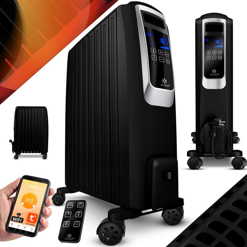 foto del prodotto kesser radiatore a olio con app wifi e display digitale telecomandato radiatore elettrico a risparmio energetico con 10 alette timer nero 8
