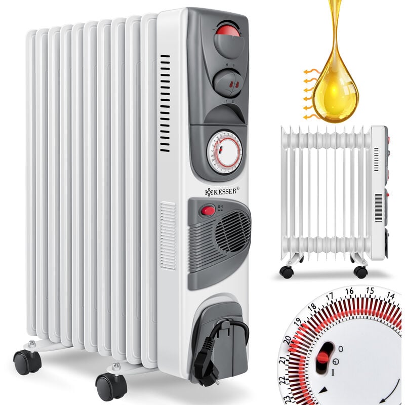 foto del prodotto kesser radiatore a olio riscaldatore elettrico 2500w radiatore a olio riscaldatore elettrico timer mobile ventilatore spegnimento automatico