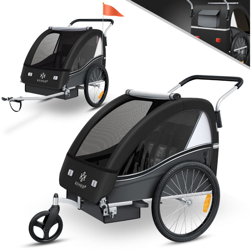 foto del prodotto kesser rimorchio per bambini rimorchio per bicicletta sport rx 2 in 1 funzione jogger rimorchio per bambini cintura di sicurezza a 5 punti 360 