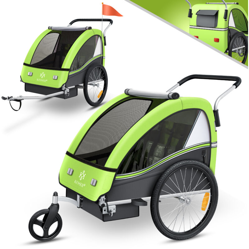 foto del prodotto kesser rimorchio per bambini rimorchio per bicicletta sport rx 2 in 1 funzione jogger rimorchio per bambini cintura di sicurezza a 5 punti 360 