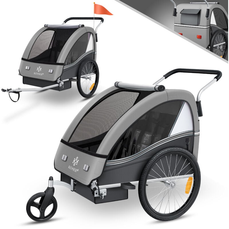 foto del prodotto kesser rimorchio per bambini rimorchio per biciclette sport rx 2 in 1 funzione jogger rimorchio per bambini cintura di sicurezza a 5 punti ruota