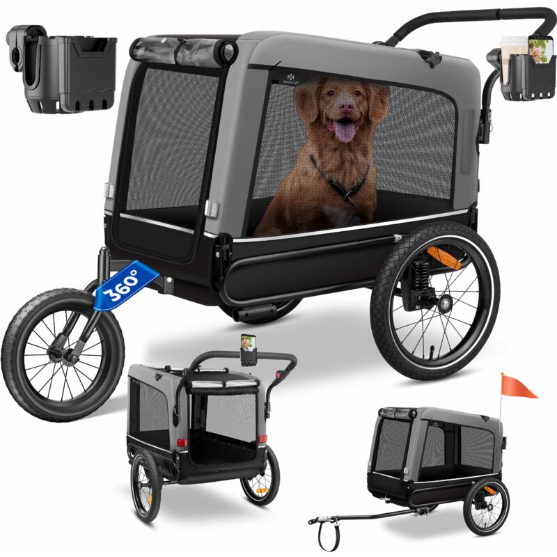 foto del prodotto kesser rimorchio per cani boxer 3 in 1 passeggino per cani e rimorchio per bici jogger grande circa 240 litri di volume sospeso materiale 600d