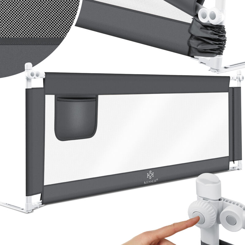 foto del prodotto kesser ringhiera del letto ringhiera del letto per bambini ringhiera del letto per bambini ringhiera del letto per bambini grigio scuro 150cm