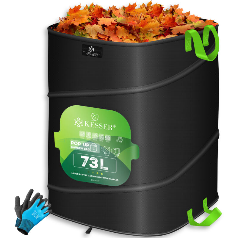 foto del prodotto kesser sacchetto pop up per il giardino sacchetto per foglie sacchetto per rifiuti urbani incl. guanti autoportante con manici robusto e pieghevole