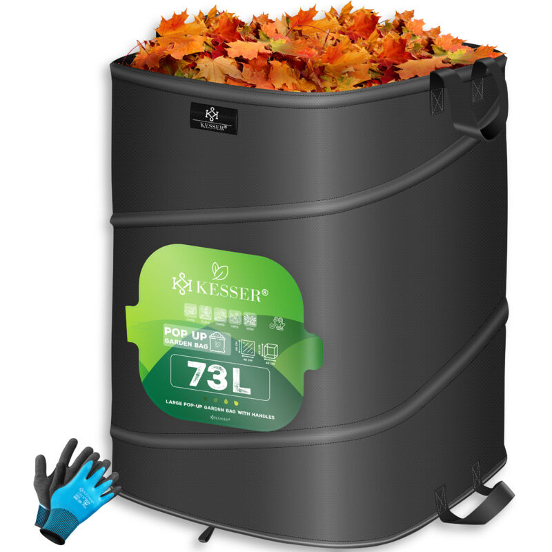 foto del prodotto kesser sacchetto pop up per il giardino sacchetto per foglie sacchetto per rifiuti urbani incl. guanti autoportante con manici robusto e pieghevole