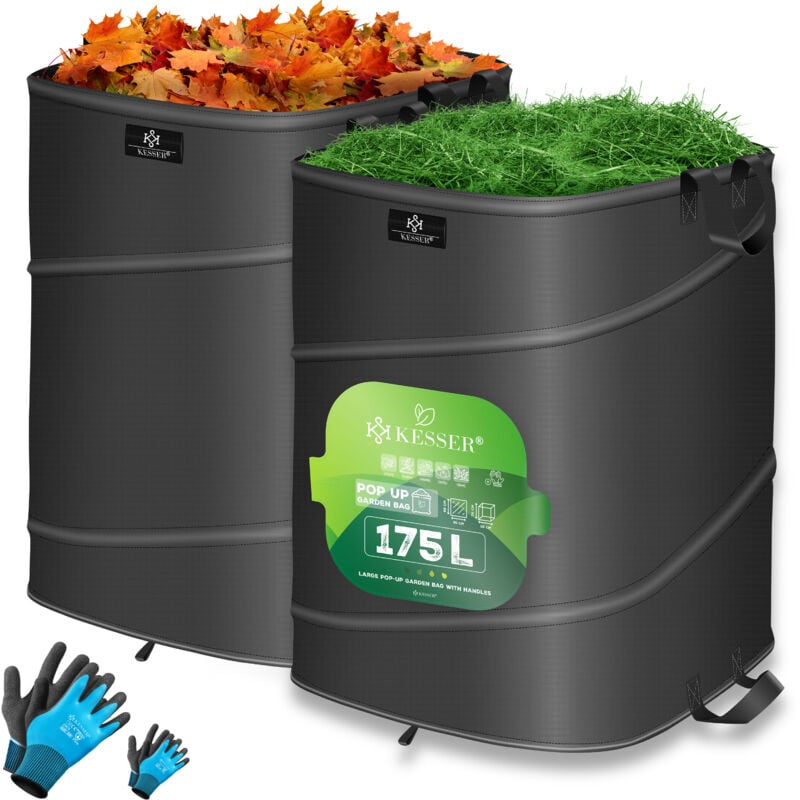 foto del prodotto kesser sacchetto pop-up per il giardino sacchetto per foglie sacchetto per rifiuti urbani incl. guanti autoportante con manici robusto e pieghevole