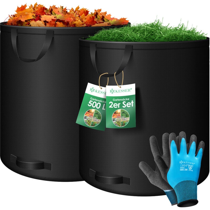 foto del prodotto kesser set di sacchi da giardino sacco per foglie e rifiuti da giardino con guanti autoportante a 4 maniglie robusto e pieghevole sacchi per