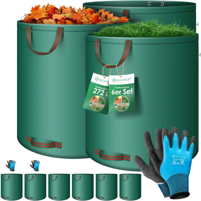 foto del prodotto kesser set di sacchi da giardino sacco per foglie e rifiuti da giardino con guanti autoportante a 4 maniglie robusto e pieghevole sacchi per