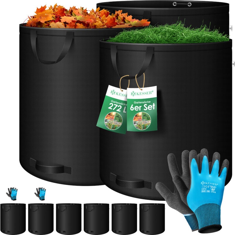 foto del prodotto kesser set di sacchi da giardino sacco per foglie e rifiuti da giardino incl. guanti 4 manici autoportanti robusto e pieghevole sacchi per