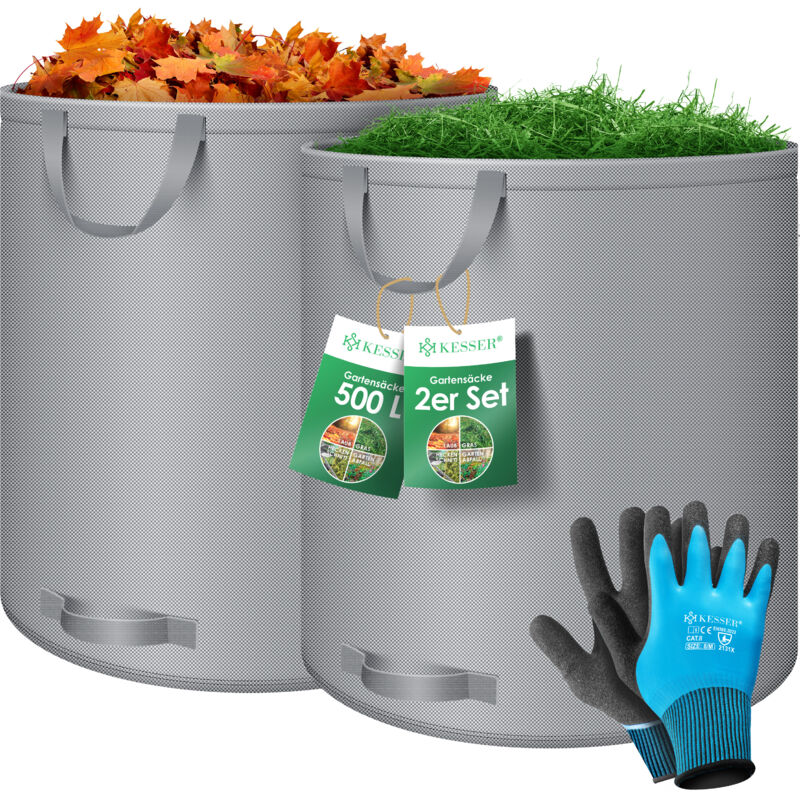 foto del prodotto kesser set di sacchi da giardino sacco per foglie e rifiuti da giardino incl. guanti autoportante a 4 maniglie robusto e pieghevole sacchi per