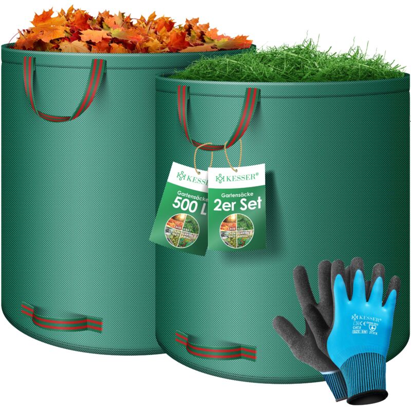 foto del prodotto kesser set di sacchi da giardino sacco per foglie sacco per rifiuti da giardino incl. guanti autoportante a 4 maniglie robusto e pieghevole
