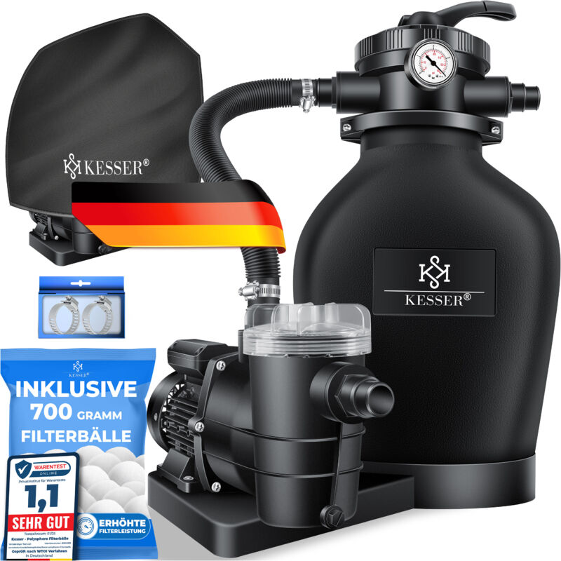foto del prodotto kesser sistema di filtraggio a sabbia filtro a sabbia 700 g di sfere filtranti sostituiscono 25 kg di sabbia filtrante valvola a 7 vie con