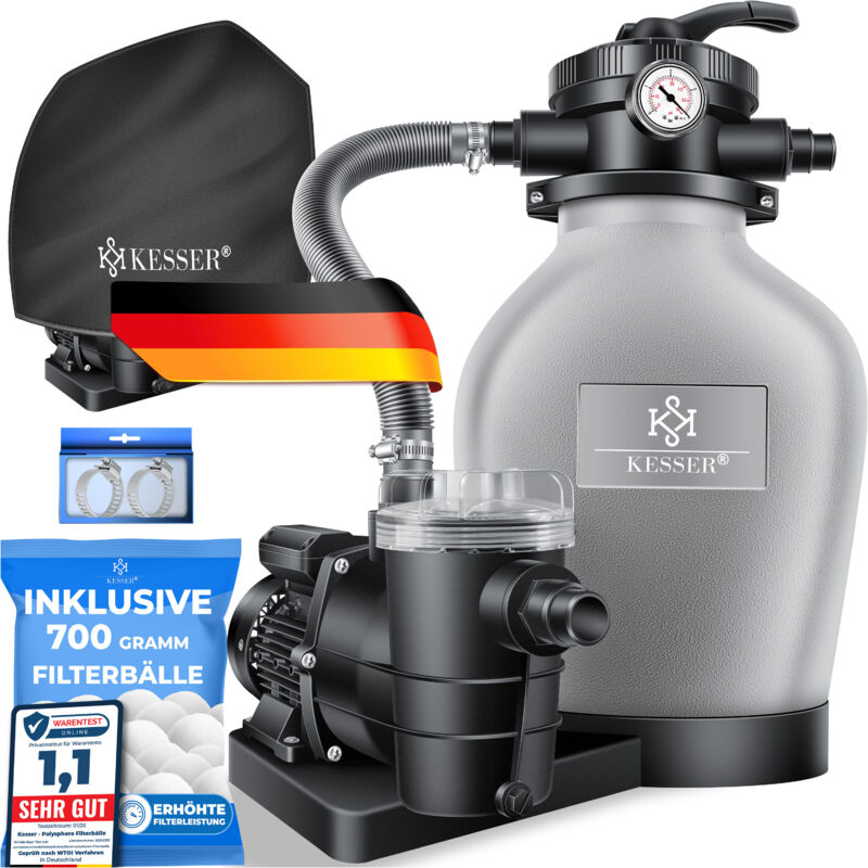foto del prodotto kesser sistema di filtraggio a sabbia filtro a sabbia 700 g di sfere filtranti sostituiscono 25 kg di sabbia filtrante valvola a 7 vie con