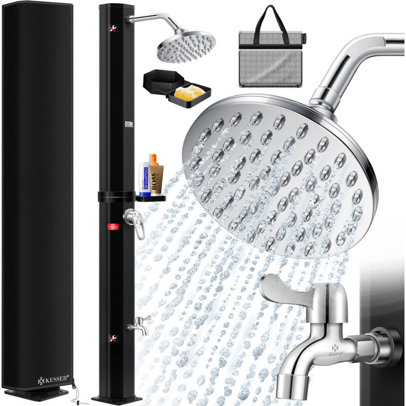 foto del prodotto kesser solar shower 40 60 litri doccia solare da giardino acqua calda max. 60 c incl. piatto doccia in metallo e copertura protettiva doccia da
