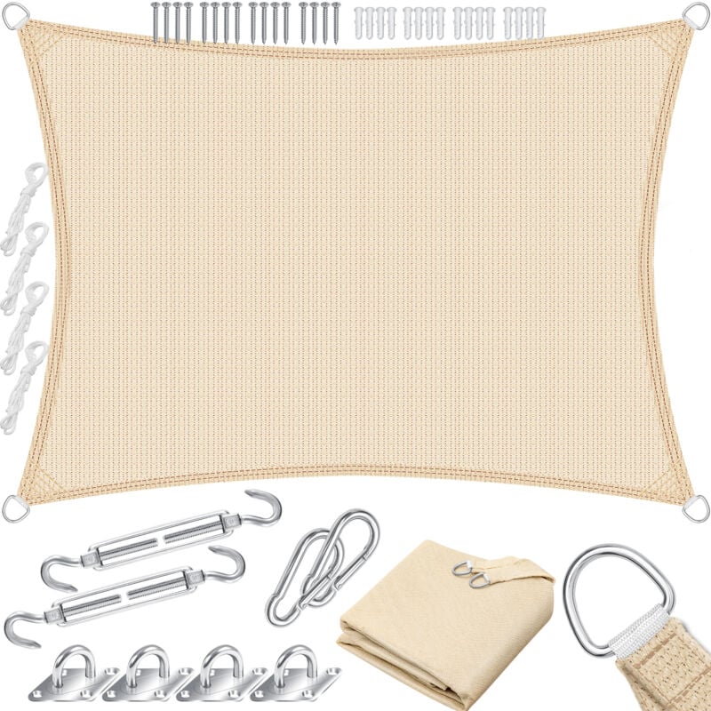 foto del prodotto kesser sun sail protezione solare protezione dal vento tessuto hdpe idrorepellente e antivento 5 pieghe a punto croce fornitore di ombra robusta e