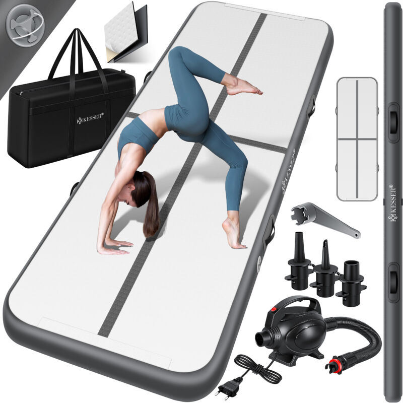 foto del prodotto kesser tappetino gonfiabile airtrack fitness tappetino da ginnastica 3 4 5 6m incl. borsa per il trasporto e pompa d aria elettrica tappetino da